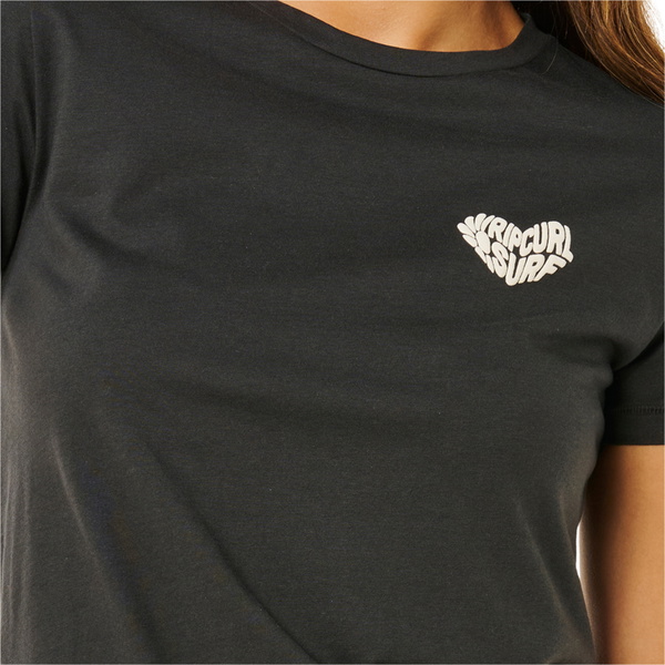 2026 Rip Curl Womens RC Heart Logos Tee 0MWWTE - Washed Black